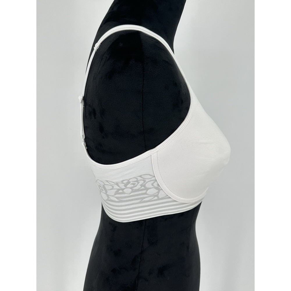 NEW Breezies Women's 36D Floral Stripe Seamless Wirefree T-Shirt Bra White Z9 - Picture 2 of 6